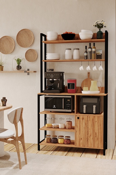 Avmpark Belly Airfry Dolaplı Mikro Dalga Fırın Raflı Mutfak Tezgahı Kahve Köşesi