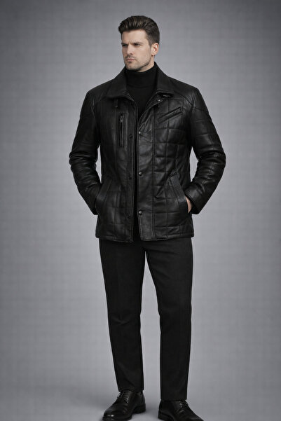 LİDYA DERİ Erkek Jumbo Dikişli Hakiki Deri Kaban