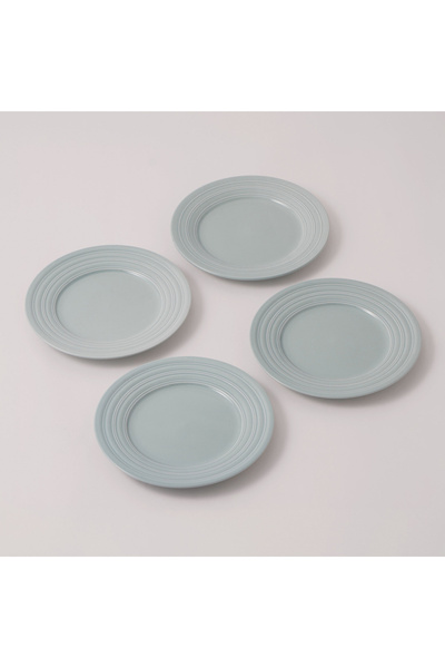 LA MESA embossed porcelain side plate set, 4pcs, green 7.5"