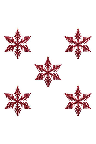 Tam12den Home مجموعة زينة شجرة عيد الميلاد ندفة الثلج الحمراء اللامعة 10 سم -...