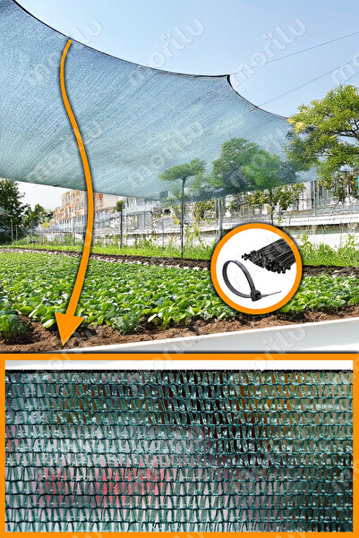 Morilu %55lik Gölgelik YEŞİL FİLE Perde - OVERLOKLU - Jüt Sera Gölgeliği - Bi...