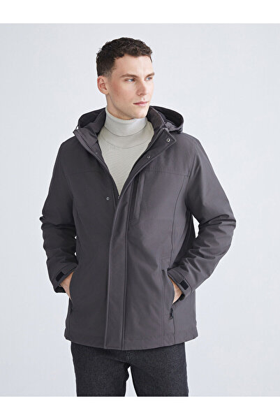 LC Waikiki Lcwaikiki Classic Anthracite Standard Fit Hooded Men's Coat