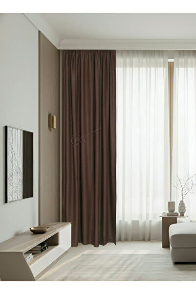 cheap's home Matte Look Linen Textured Modern Background Curtain - No Pleats, Extra Foam, Straight Hanging (Dark Brown)
