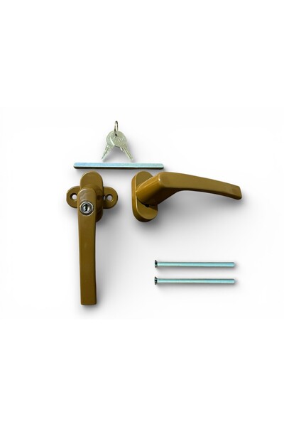 AKSA PVC Std Keyed Lockable Pvc Pimapen Window and Balcony Door Handle Double Aluminum Brown