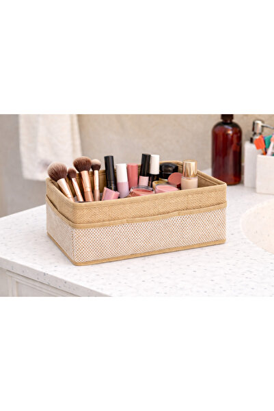 aydev home collection Natural Jute Makeup Organizer and Jewelry Organizer Closet Organizer Drawer Organizer