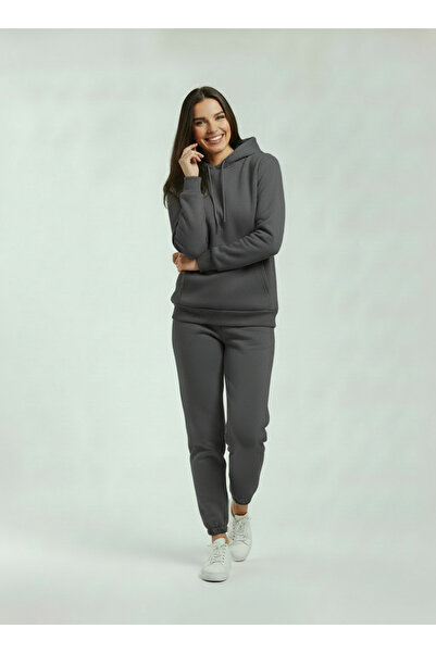TKT Women's Dark Smoked 3-Thread Tracksuit Set with Kangaroo Pocket, Soft Textured O Oversized Comfortable Fit