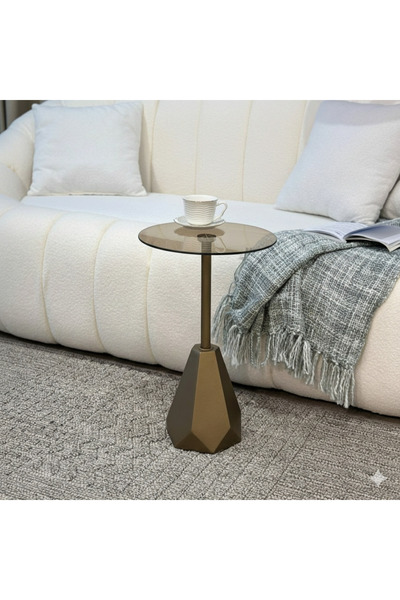 terndat طاولة خدمة سطح زجاج بني