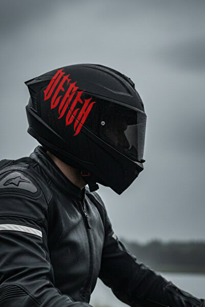 Banxtre Kask için Sticker Gotik Yazı Tipiyle Death Sticker Etiket (Tek Taraf)