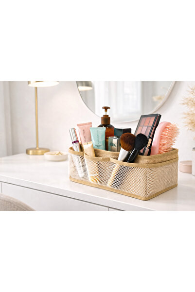 aydev home collection Natural Jute Makeup Organizer and Jewelry Organizer Clo...