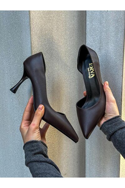 ERVANIN BUTİĞİ Kahve Cilt (Vary) Topuklu Kadın Stiletto