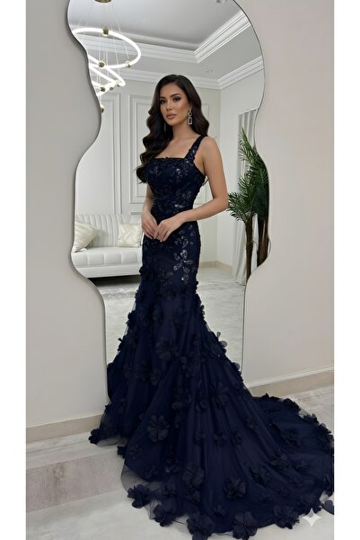 berlanty فستان سهرة فاخر بتصميم حورية البحر مع تفاصيل زهرية ثلاثية الأبعاد