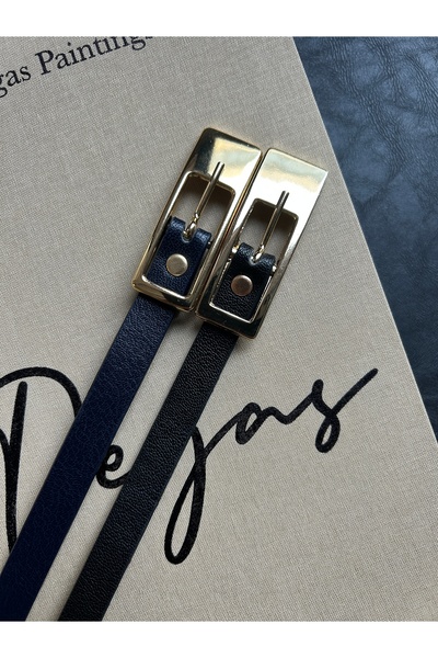 LİA KEMER 2-Piece Inner Patterned Women's Gold Buckle Belt Jacket Belt Dress Belt Trouser Belt