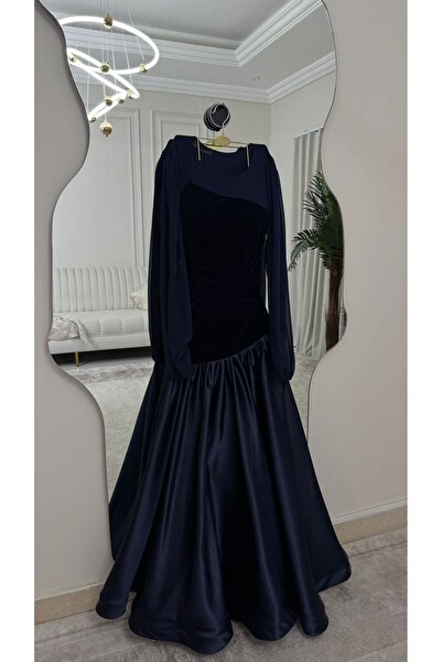 qmhafrst فستان الكم شيفون والصدر جوخ والكلوش تفته