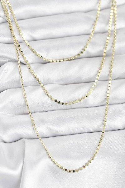 Clariss سلسلة من الفولاذ 316L بلون ذهبي، طراز سلسلة مطحونة، قلادة نسائية من 3 قطع