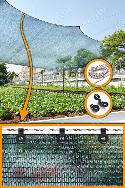 Morilu %55lik Klipsli Yeşil File PERDE - Jüt Bahçe Filesi - Sera Filesi