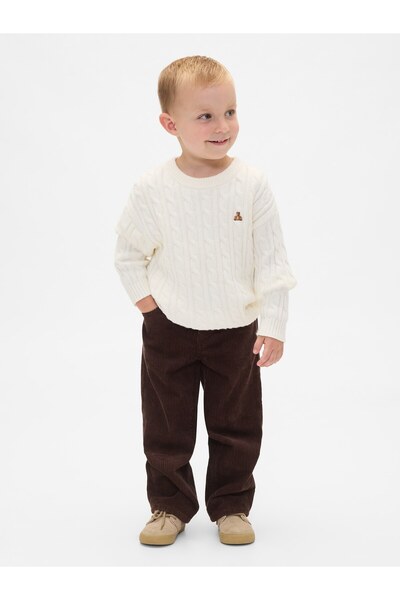 GAP Erkek Bebek Koyu Kahverengi Corduroy Pull-On Baggy Pantolon