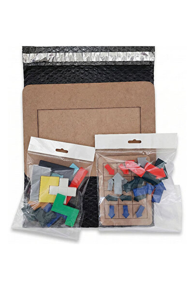 Dev3dtech Montessori Çift Taraflı Ahşap Tetris ve Ok Dizilimi Oyunu | Manyeti...