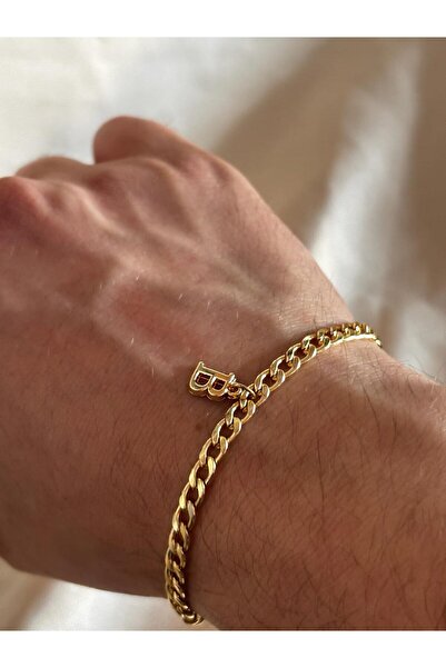 bijoux uniques Gold B harfli çelik gurmet bileklik