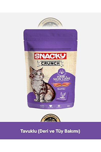 Snacky Crunch Hair Skin - Deri ve Tüy Bakımı Tavuklu Kedi Ödül Maması 60 gr