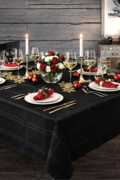 Zeria Home Dertsiz Su Geçirmez Jakarlı Polyester Yemek Masa Örtüsü