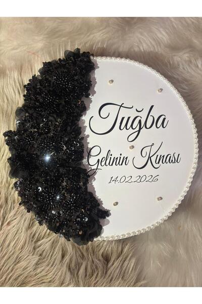 TAN EVENT Vip Gelin Defi Siyah,Gelin Tefi,İşlemeli Gelin Defi