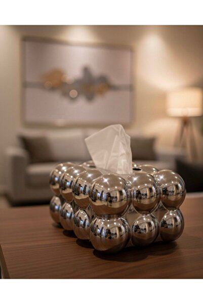 Noor High-quality tissue box, made of plastic, silver color