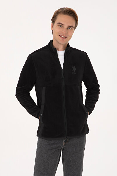 U.S. Polo Assn. كارديجان رجالي محبوك باللون الأسود 50310002-VR046