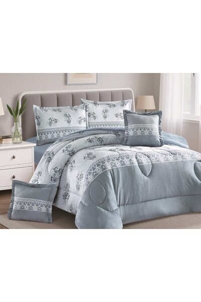 alzawia Double bed sheet set, 8 pieces, summer style, Natalia, embroidered, soft, silk-like texture.