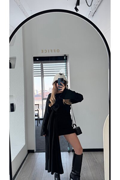 HW Hills Woman Bağlamalı Yün Karışımlı Triko Elbise