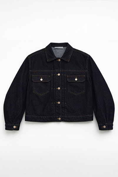 Bluewhite Women's Dark Blue Casual 100% Cotton Jean Jacket