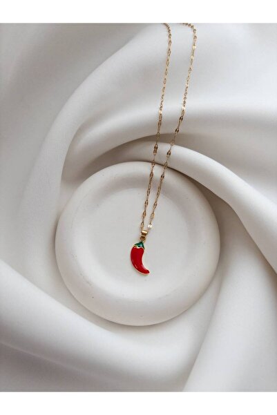 Minne Jewelry-Accessory قلادة الفلفل الأحمر بسلسلة فولاذية - قلادة بتصميم الف...