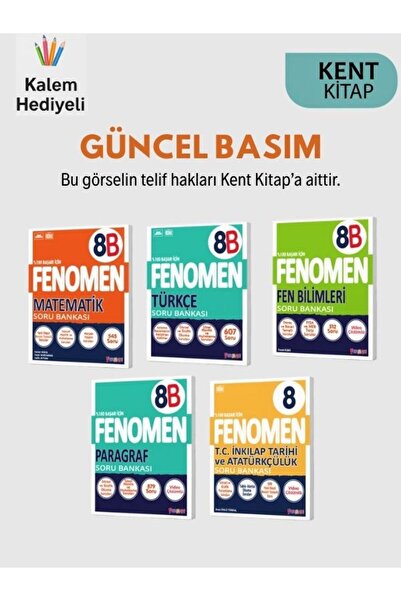 Fenomen Yayıncılık Fenomen 8. Sınıf 5’li Soru Bankası Seti Matematik Fen Türk...