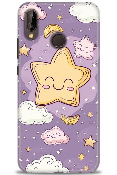 Rulet Aksesuar حافظة متوافقة مع هاتف هواوي P20 لايت HD مطبوع + واقي شاشة سيرا...