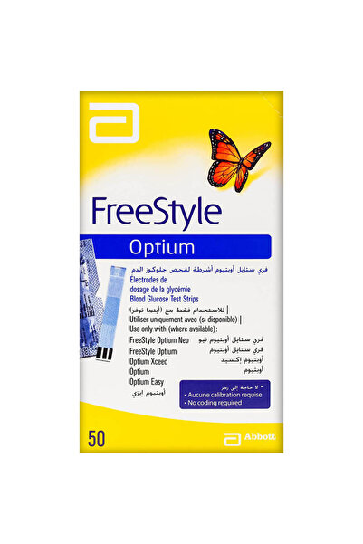 Freestyle شرائط اختبار نسبة السكر في الدم من أوبتيوم، 50 قطعة