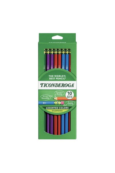 Dixon Ticonderoga أفضل أقلام رصاص في العالم، ناعمة، بألوان متنوعة، 10 أقلام رصاص