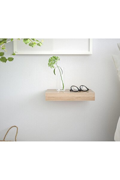TEZPAZAR Lack Duvar Rafı 30x26x5 Cm Dekoratif Ahşap Uçan Raf Bej Renk Gizli B...