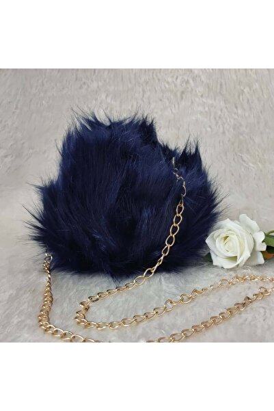 Efe Tüylü Zincir Askılı Astarlı Peluş Çapraz Çanta Omuz Çantası 18x18 Cm