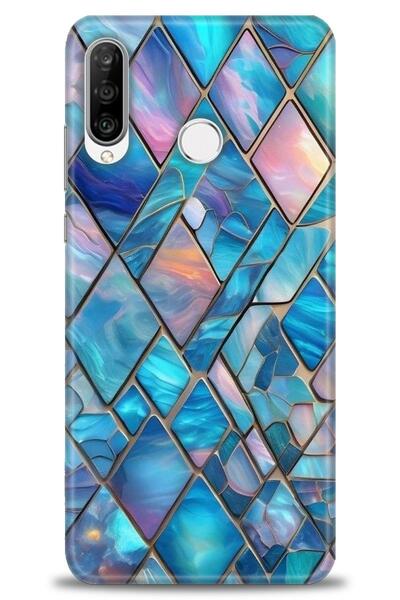 Rulet Aksesuar حافظة متوافقة مع هاتف هواوي P30 لايت HD مطبوع + واقي شاشة سيرا...