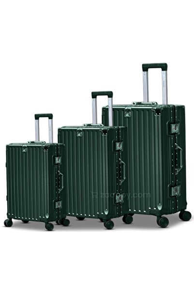 ZAAPPY طقم حقائب سفر من ثلاث قطع بإطار من الألومنيوم الصلب (20/24/28 بوصة)، مزود بمنفذ شحن USB وحامل زجاجة