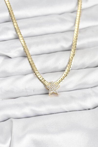 Lisinya Gold Color Brass Star Zircon Stone Women's Necklace - Tygoo