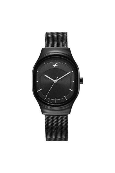 FASTRACK ساعة سنوب إكس 6283NM01 النسائية - مينا بيضاوي أسود، سوار شبكي من الف...