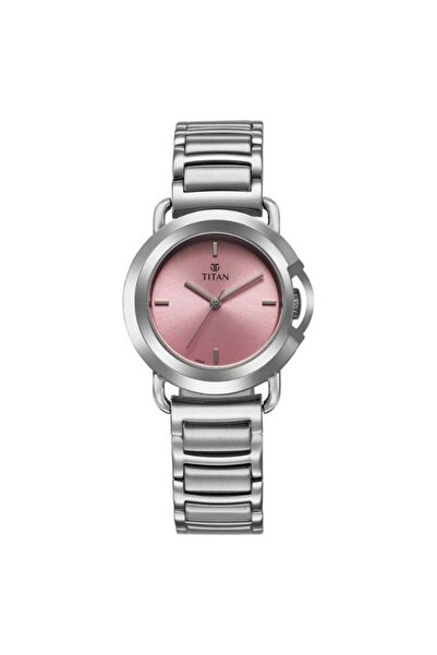 Titan ساعة نسائية من وورك مود 95324SM01 - مينا وردي، سوار من الفولاذ المقاوم ...