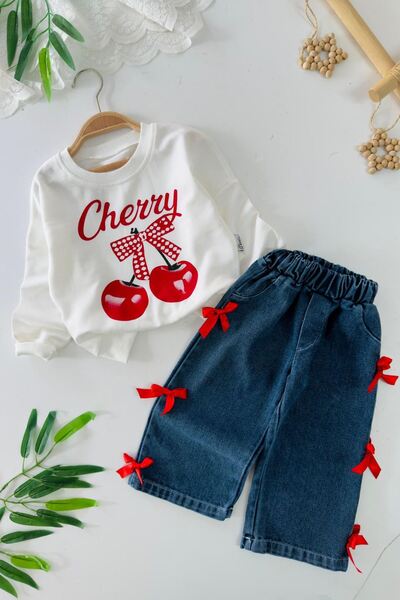 Minigimin Cicileri Сезонна комплект за момичета с черешови мотиви и панделки ...