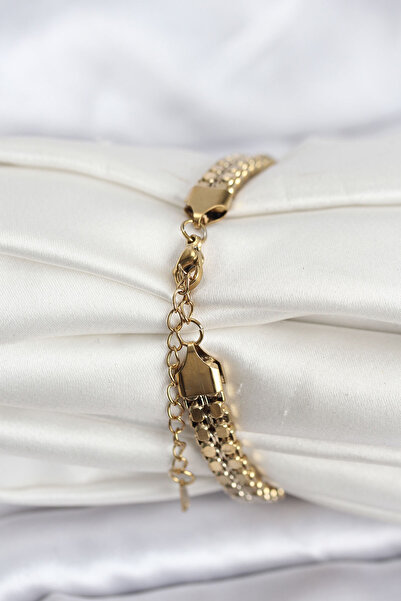 Lisinya سوار نسائي من الفولاذ 316L بلون ذهبي -