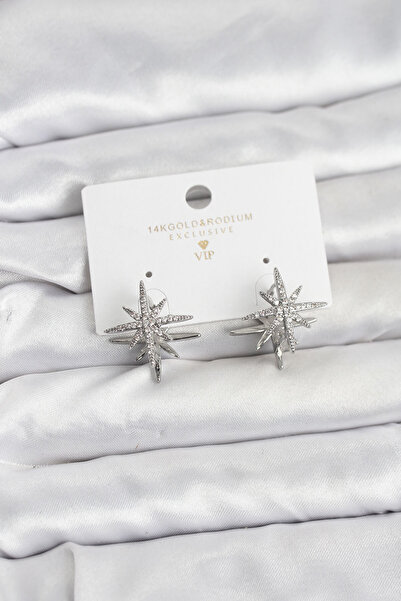 Lisinya Silver Color Brass Double Sided Pole Star Women's Earrings - Tygoo