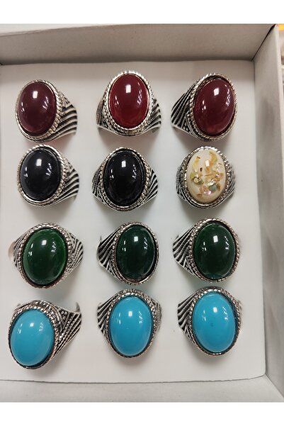 semazen Hajj Umrah Gift 12-Piece Non-Tarnishing Men's Ring Set