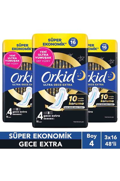 Orkid Ultra Ekstra Dörtlü Paket Gece Ekstra 16 Adet X3
