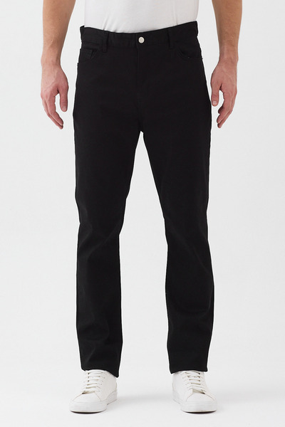 EXPIER Men's Black Gabardine Cotton Regular Fit Comfortable Cut Black Trousers Art-005