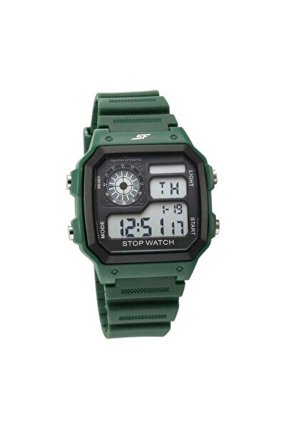 SONATA 77123PP03 Hexa Digital Unisex Watch - Green Rectangular Dial, PU Strap...