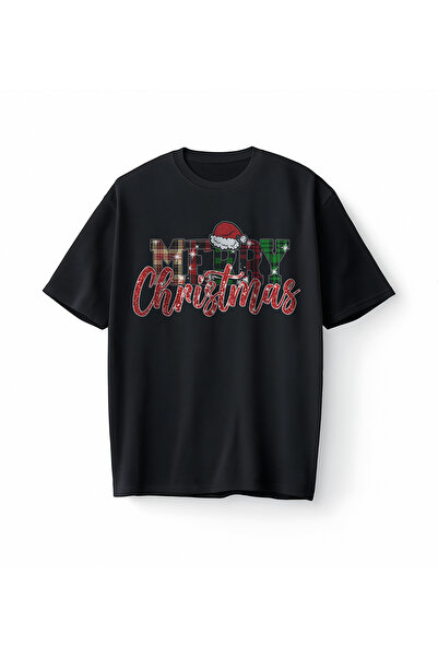 Bumeta Tricou unisex Glitter Merry Christmas Crăciun supradimensionat tricou